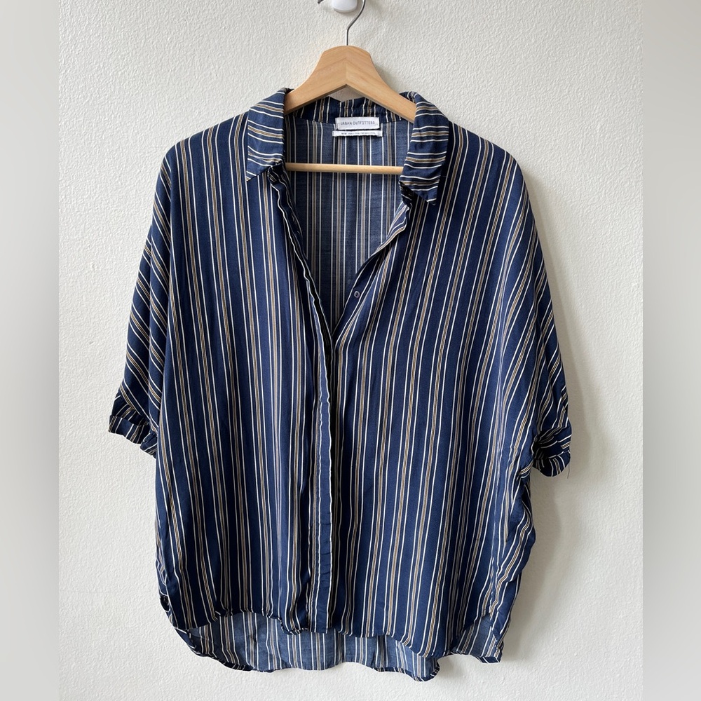 Urban Outfitters Blue White and Yellow Striped Casual Shirt